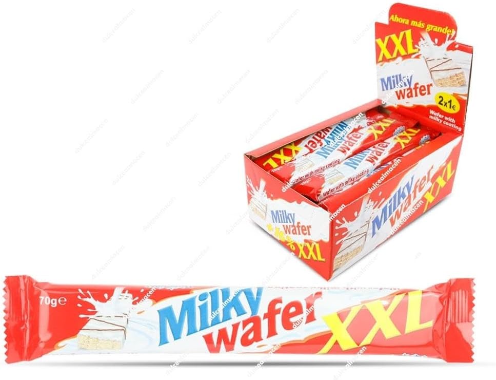 Barritas Wafer XXL Cubiertas de Chocolate con Relleno Cremoso | Galleta Wafer Crujiente Tamaño Grande | Snack Dulce para Meriendas y Pausas | Pack de 24 Unidades de 70 g
