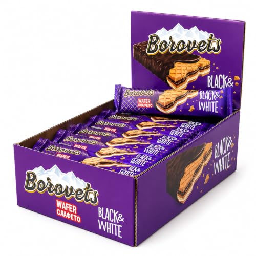 Barquillo Borovets Black & White con cobertura de chocolate