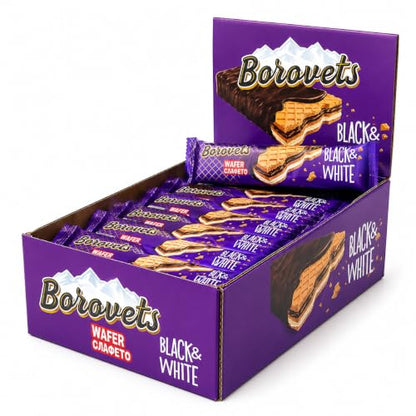 Barquillo Borovets Black & White con cobertura de chocolate
