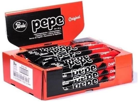 Panda Pepe Original Regaliz Negro 40 Unidades x 32 g – Caja Expositora de Barras de Regaliz Dulce
