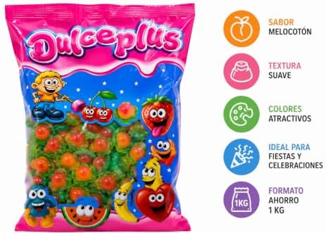 Dulceplus Melocotolas Brillo 1 Kg – Gominolas Sabor Melocotón con Forma de Melocotón, Golosinas Blandas y Brillantes, Chuches para Candy Bar, Fiestas y Celebraciones|B0H5QTVQF8