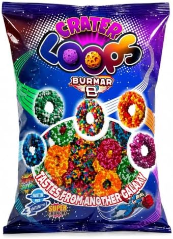 Burmar Crater Loops Super Ácidos Aros de Gominola 1 kg | Extra Ácidos, Cobertura Crunchy, Sabores Frutales, Sin Gluten y Sin Lactosa, Ideales para Fiestas|B0H637N3XH