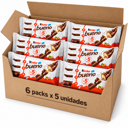 Kinder Bueno T5 – Pack de 6 Multipacks, 60 Barritas