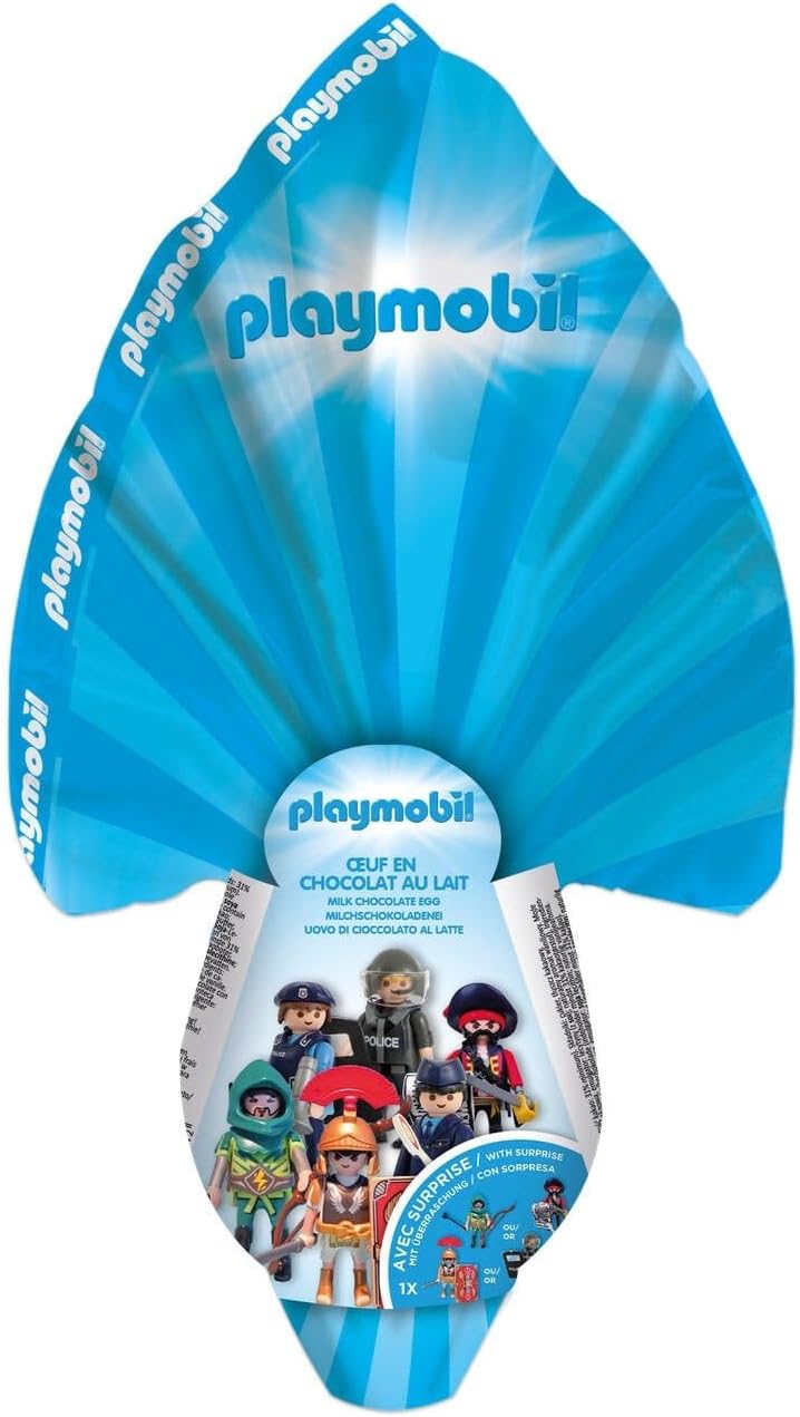 Huevo de Chocolate de Pascua Playmobil Azul (150g) – Edición Especial con Juguete Sorpresa – Regalo Ideal para Niños en Semana Santa – BIP Chocolat de Pâques