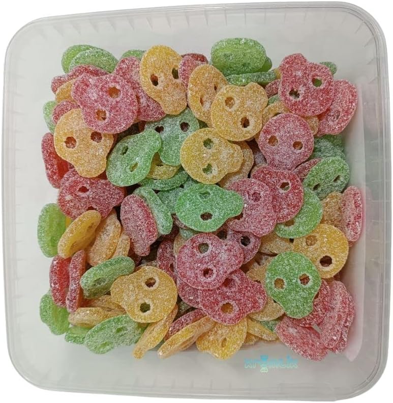 Calaveras colores super ácidas 290 unidades 1,5kg chuches ácidas Golominas