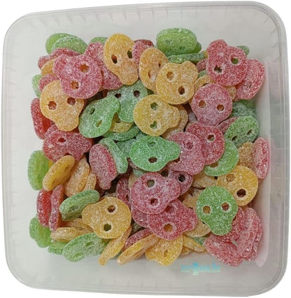 Calaveras colores super ácidas 290 unidades 1,5kg chuches ácidas Golominas