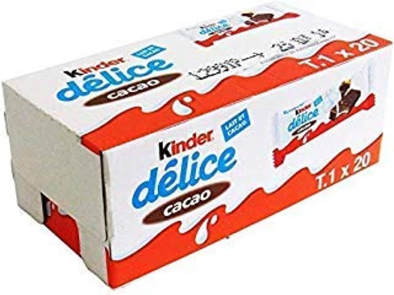 Kinder Délice – Bizcochitos Rellenos de Leche y Cacao (Pack 20 Unidades, 39 g)