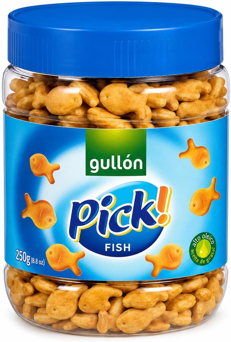 Pack of 12 Gullón Pick! Fish 250g | Crunchy Snack with Sunflower Oil High Oleic | Total 3 kg