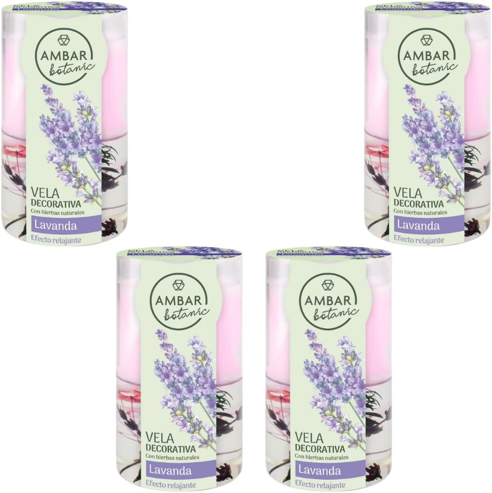 Pack 4 Velas Decorativas Lavanda 130 g – Ambar Botanic