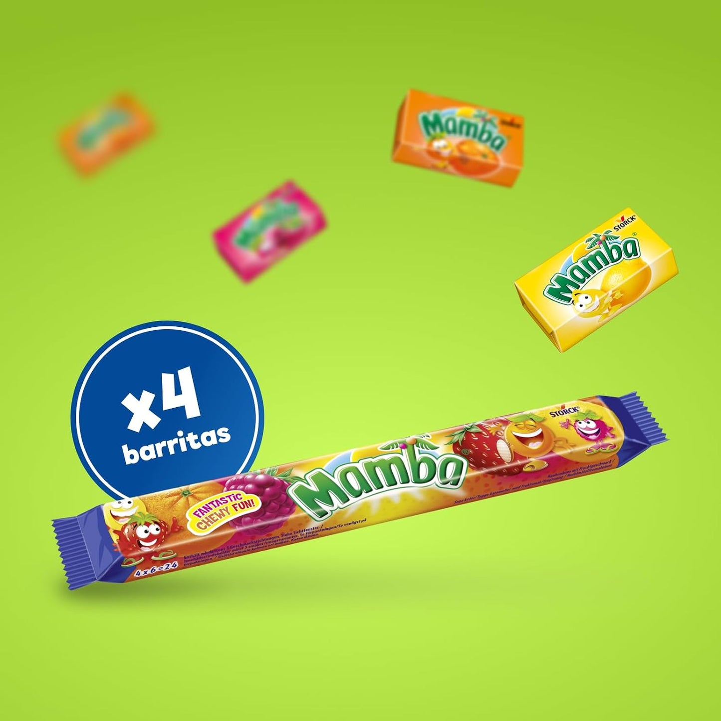 Mamba Caramelos Masticables de Frutas – Pack de 24 Barras – 4 Sabores