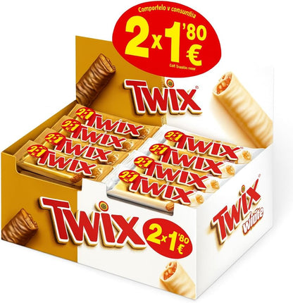 Pack 48 barritas Twix 24 clásico 24 white chocolate caramelo Golominas