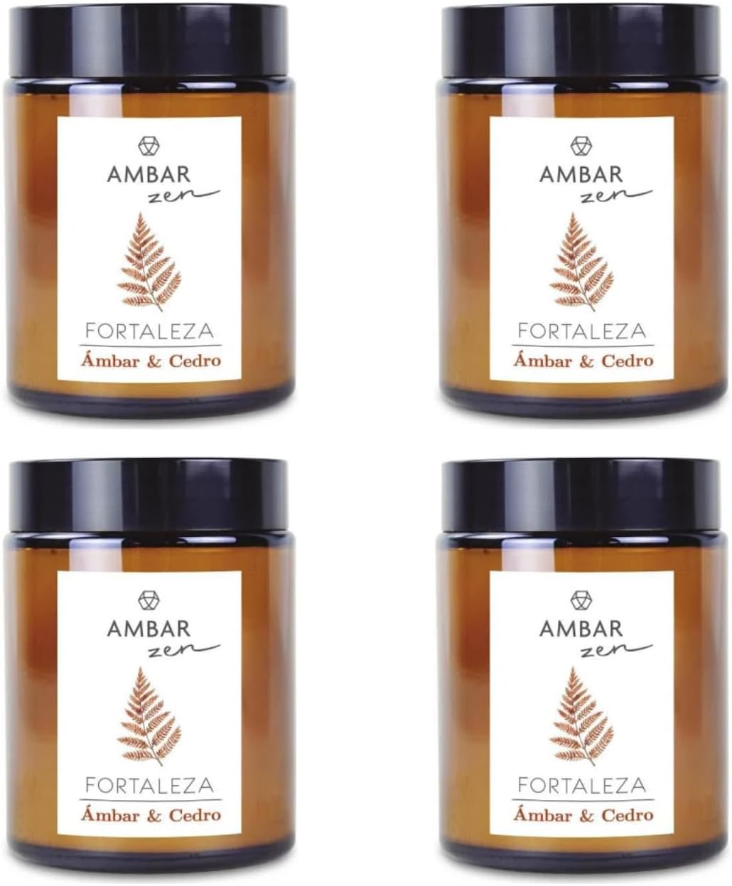 Pack 4 Velas Perfumadas Ámbar y Cedro 125 g – Ambar Zen