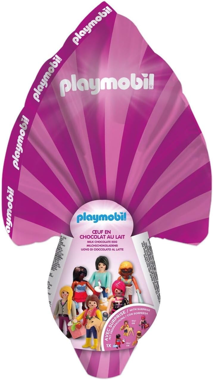 Huevo de Chocolate de Pascua Playmobil rosa (150g) – Edición Especial con Juguete Sorpresa – Regalo Ideal para Niñas en Semana Santa – BIP Chocolat de Pâques