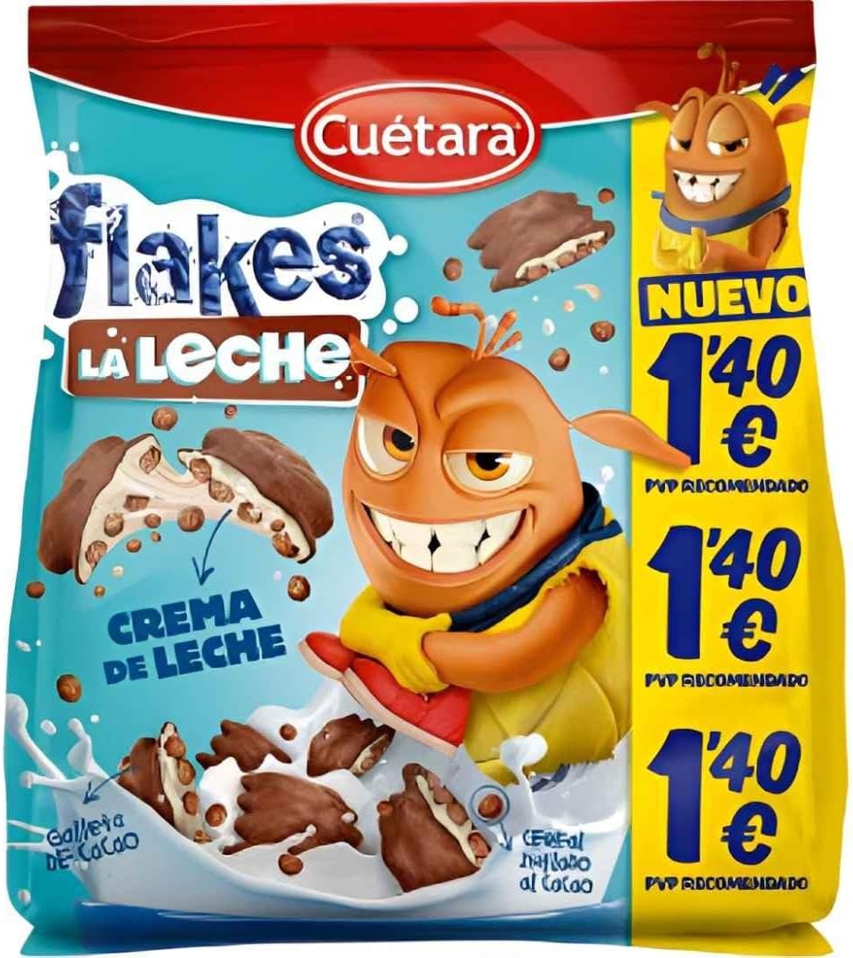 Cereales de Chocolate Rellenos de Crema de Leche | Flakes Crujientes de Cacao | Formato Individual 120 g | Ideal para Colegio y Meriendas | Pack de 7 Unidades