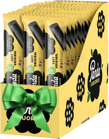 Panda Regaliz Negro Natural Soft Original – Caja 36 Barras x 32 g | Regaliz Blando Vegano Sin Gelatina | Snack Dulce Finlandés, 1,15 kg