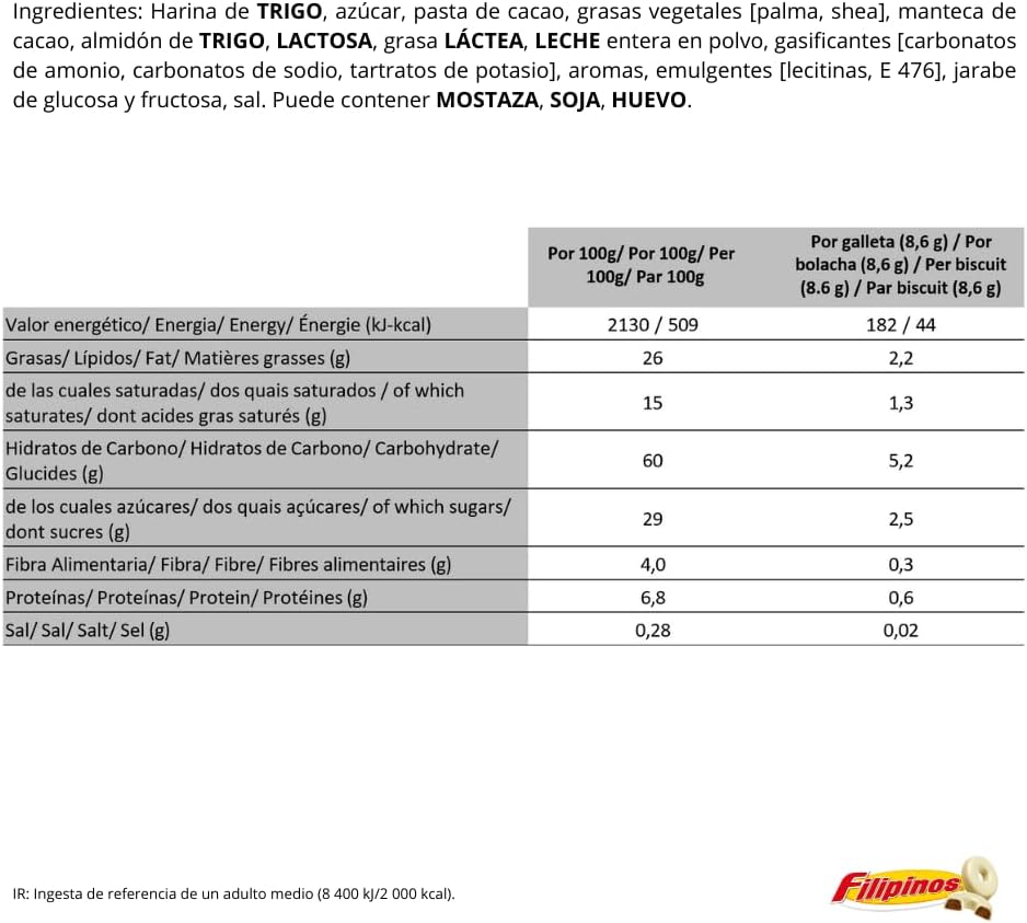 Galletas Filipinos Choco Negro- 93gr + 35gr GRATIS x12