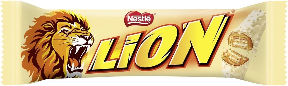 Nestlé Lion White – Chocolatinas de Chocolate Blanco con Caramelo y Cereales – 24 Unidades