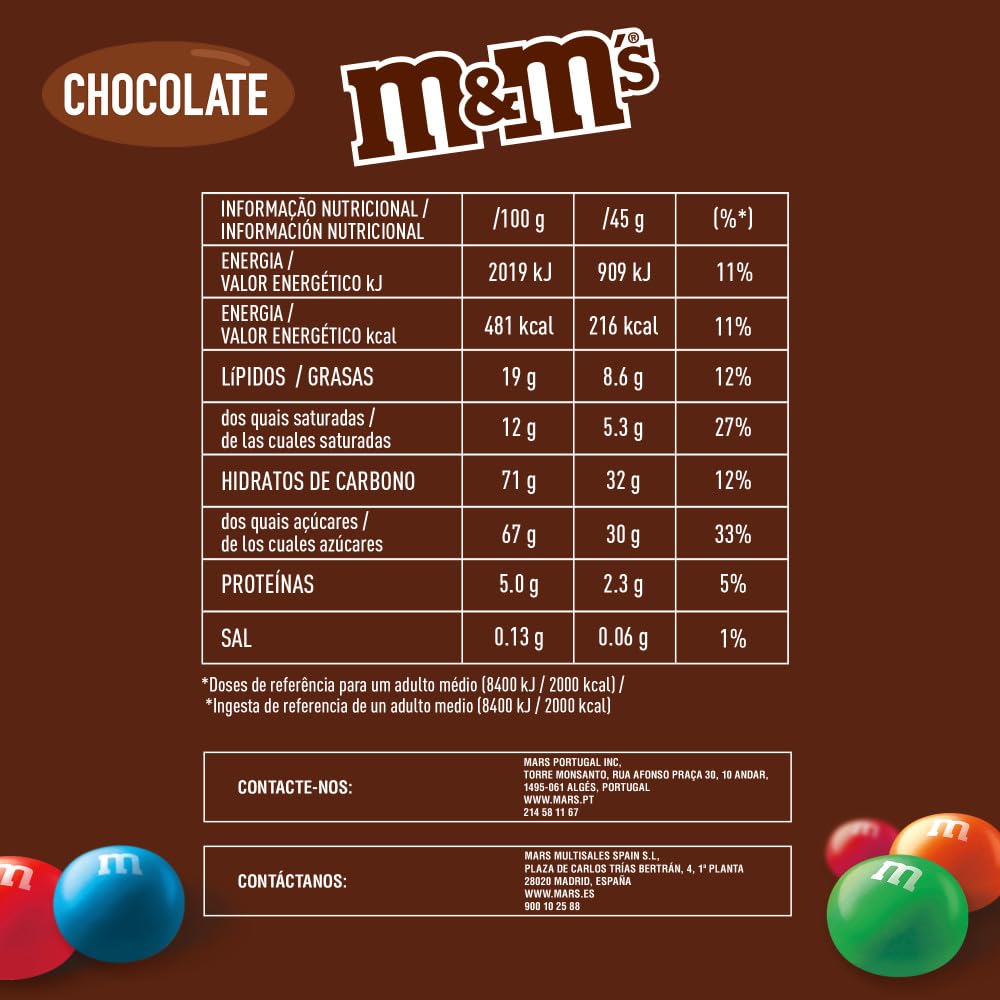 M&M's Bolitas de Colores de Cacahuete con Chocolate con Leche 24 u x 45g