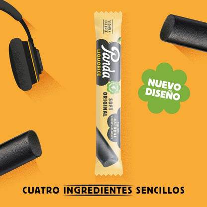 Panda Regaliz Negro Natural Soft Original – Caja 36 Barras x 32 g | Regaliz Blando Vegano Sin Gelatina | Snack Dulce Finlandés, 1,15 kg
