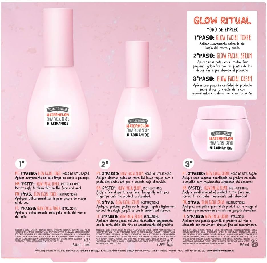 Set regalo Facial Glow Ritual Sandía – Tónico, Crema y Sérum Hidratante