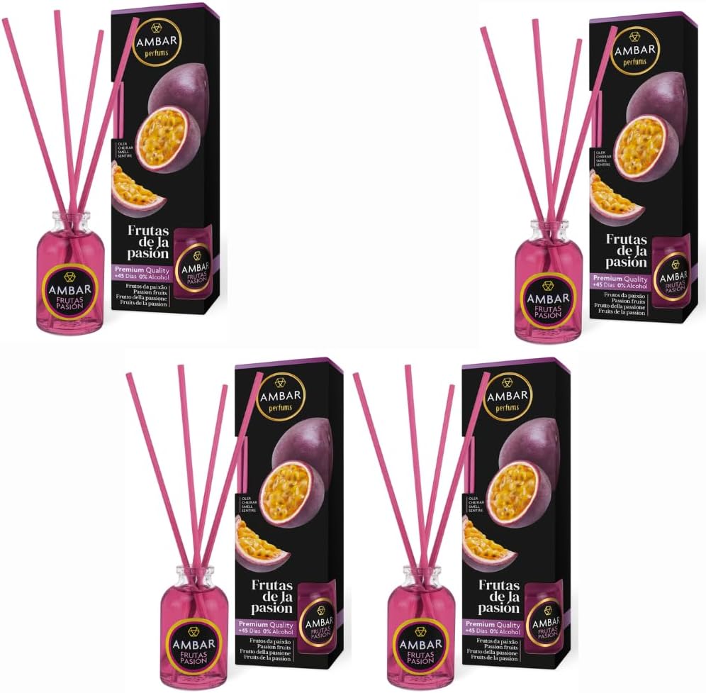 Pack 4 Mikados Ambientador AMBAR perfums – Frutas de la Pasión –