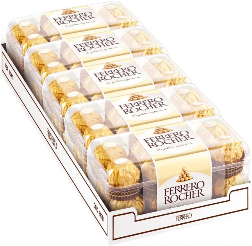 Ferrero Rocher T16 200g pack 5 cajas bombones chocolate avellana Golominas