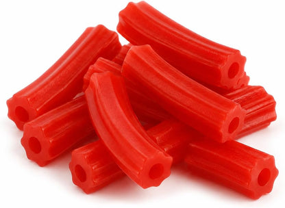 Dulceplus Regaliz Rojo Tubular 1 kg | Chuches Huecas y Estriadas, Sin Gluten y Halal | Golosinas para Cumpleaños, Piñatas, Candy Bar y Fiestas