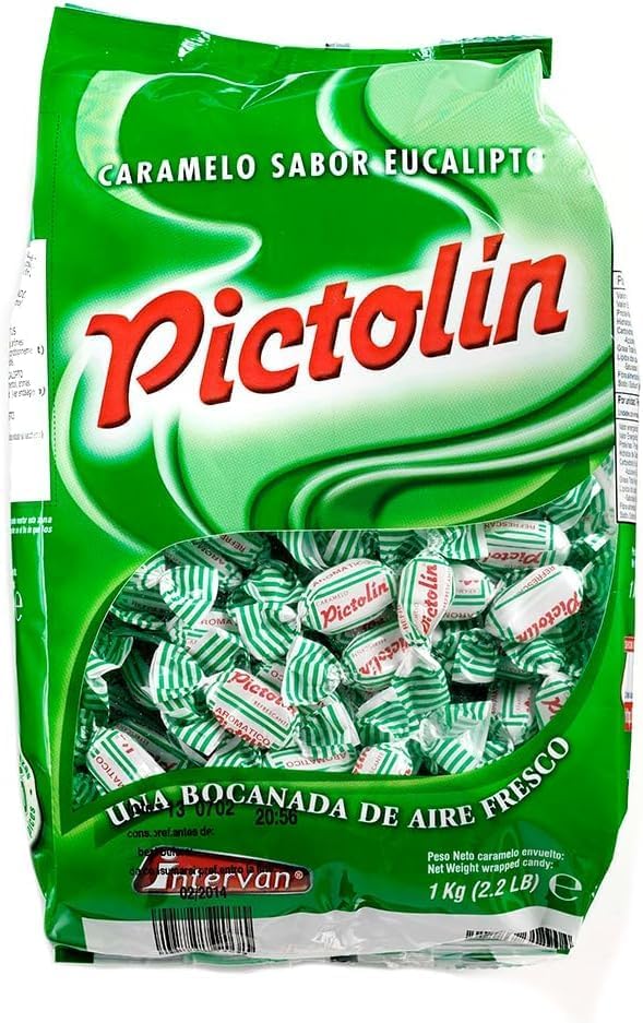 Intervan Pictolin Clásico 1 kg | Caramelos Duros Balsámicos de Menta y Eucalipto | Dulces Envueltos Individualmente Sin Gluten