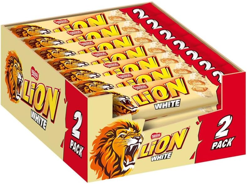 CHOCOLATINA LION WHITE 30 UNIDADES DE 60GR FORMATO GRANDE X2 TOTAL 1800gr total