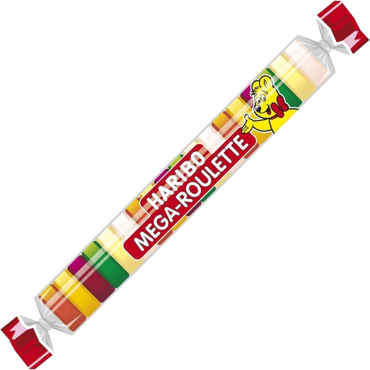 Haribo Mega-Roulette 24 Unidades | Rollos de Gominolas de Sabores Surtidos | Caja Expositora para Fiestas, Cumpleaños y Candy Bar
