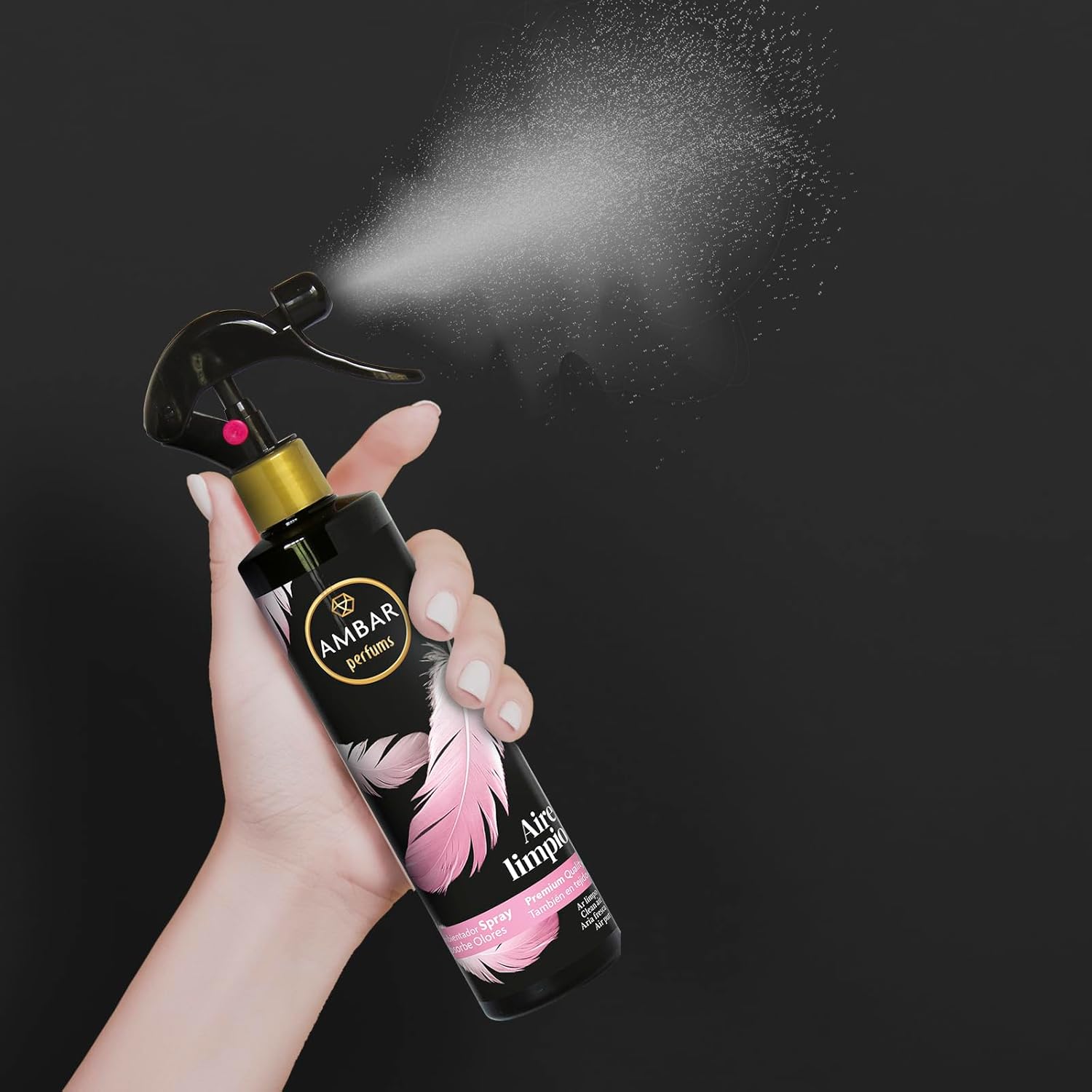 Ambar Perfums - Ambientador Spray Absorbe Olores Aire Limpio Pack de 4 uds de 280 ml.