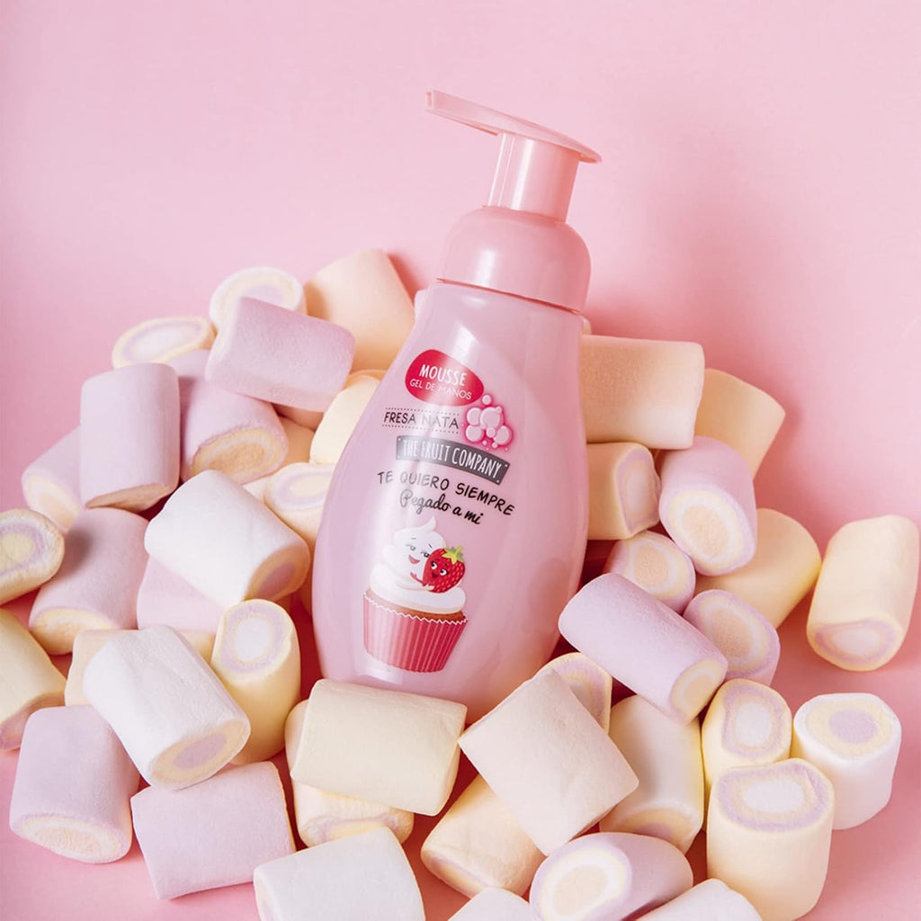 The Fruit Company  - Jabón de Manos Espuma Mousse, Fresa Nata, 250 ml, 4 ud.