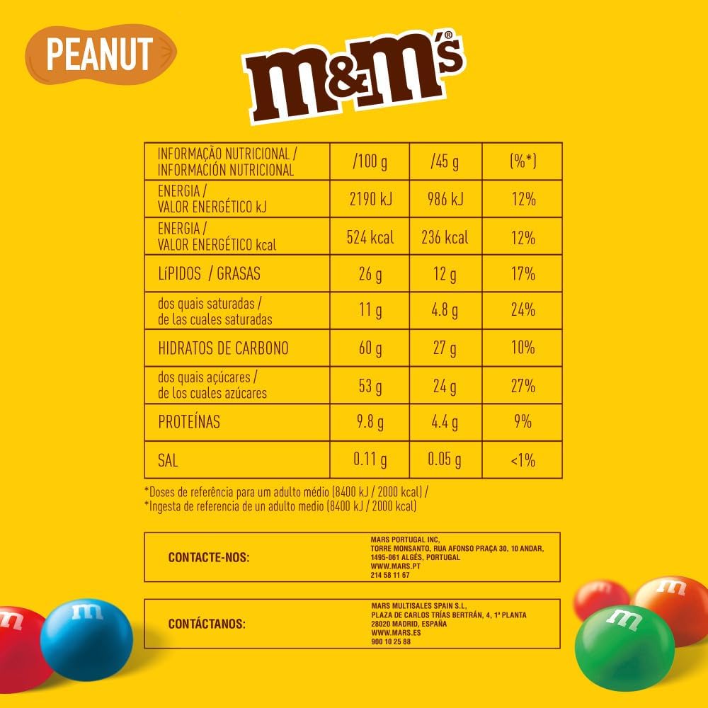 M&M's Peanuts Snack  (24 x 45g)