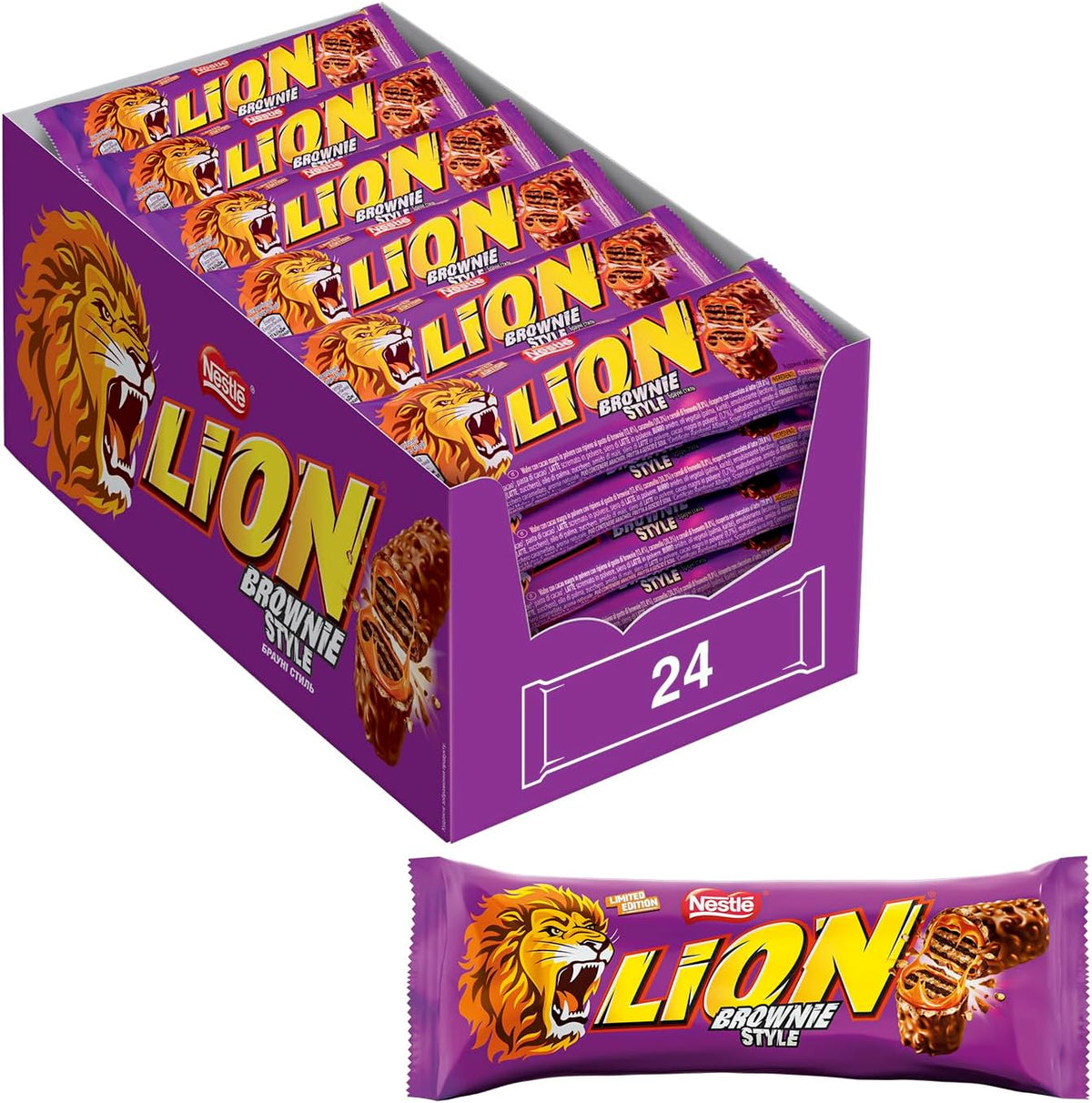 Nestlé Lion Brownie – Chocolatinas de Chocolate Sabor Brownie – Caja de 24 Unidades de 40 g