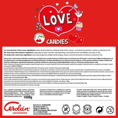 Caramelos Cerdán - Caramelos con forma de corazón | 333 unidades | Sabor a cereza