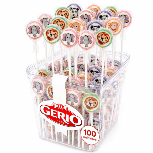 Gerio piruletas de animales caja de 100 unidades de 10 g