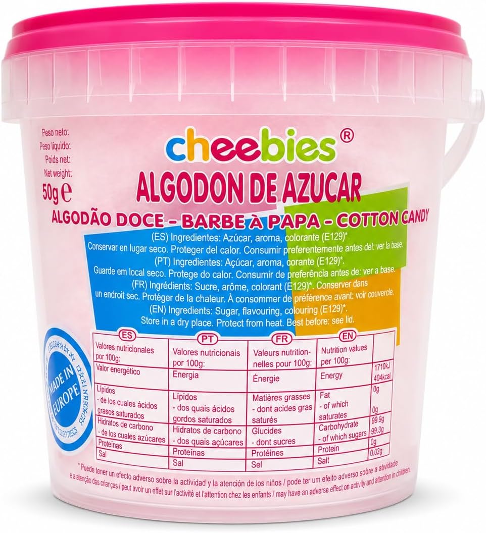 Cheebies Algodón de Azúcar Rosa Pack de 6 x 50 g – 300 g – Golosinas para Fiestas y Cumpleaños
