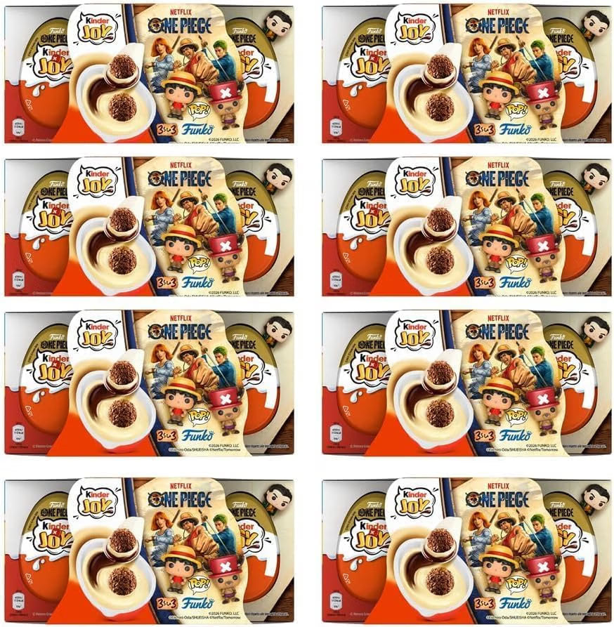 Kinder Joy One Piece x Funko Pop – 8 Packs de 3 Huevos Sorpresa, 24 Unidades, 480 g