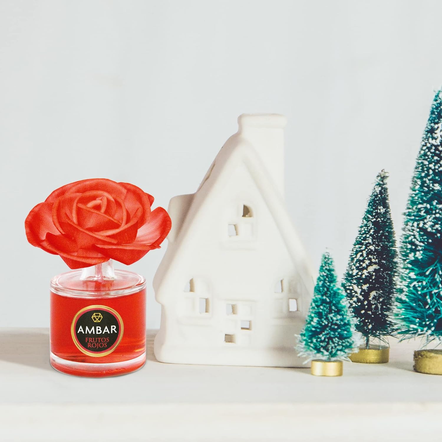 Ambar Perfums Ambientador Flor Difusora. Ambientador Casa Flor Perfumada Frutos Rojos 0% Alcohol, +60 días duración