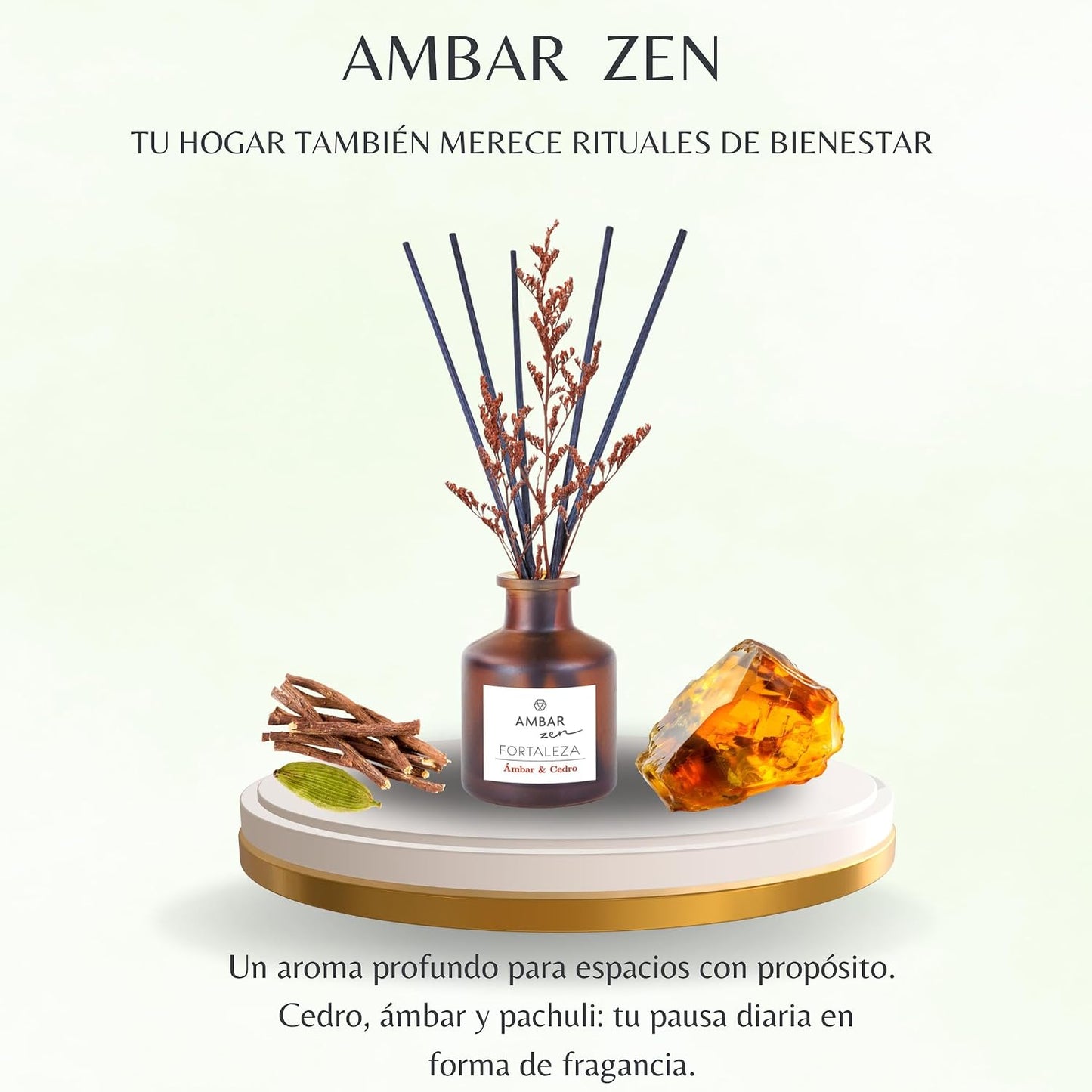 Pack de Aromatización Ámbar y Cedro - Spray 225ml x2,Esencia Humidificador 50ml y Mikado 40ml | Fragancia Cardamomo para el Hogar Aromaterapia