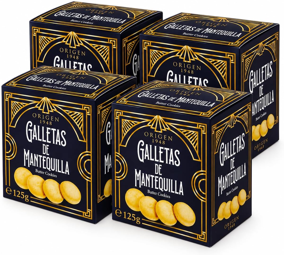 Pack 4 Galletas de Mantequilla 125 g – Galletas Crujientes Clásicas para Desayuno, Merienda y Café – 4 x 125 g