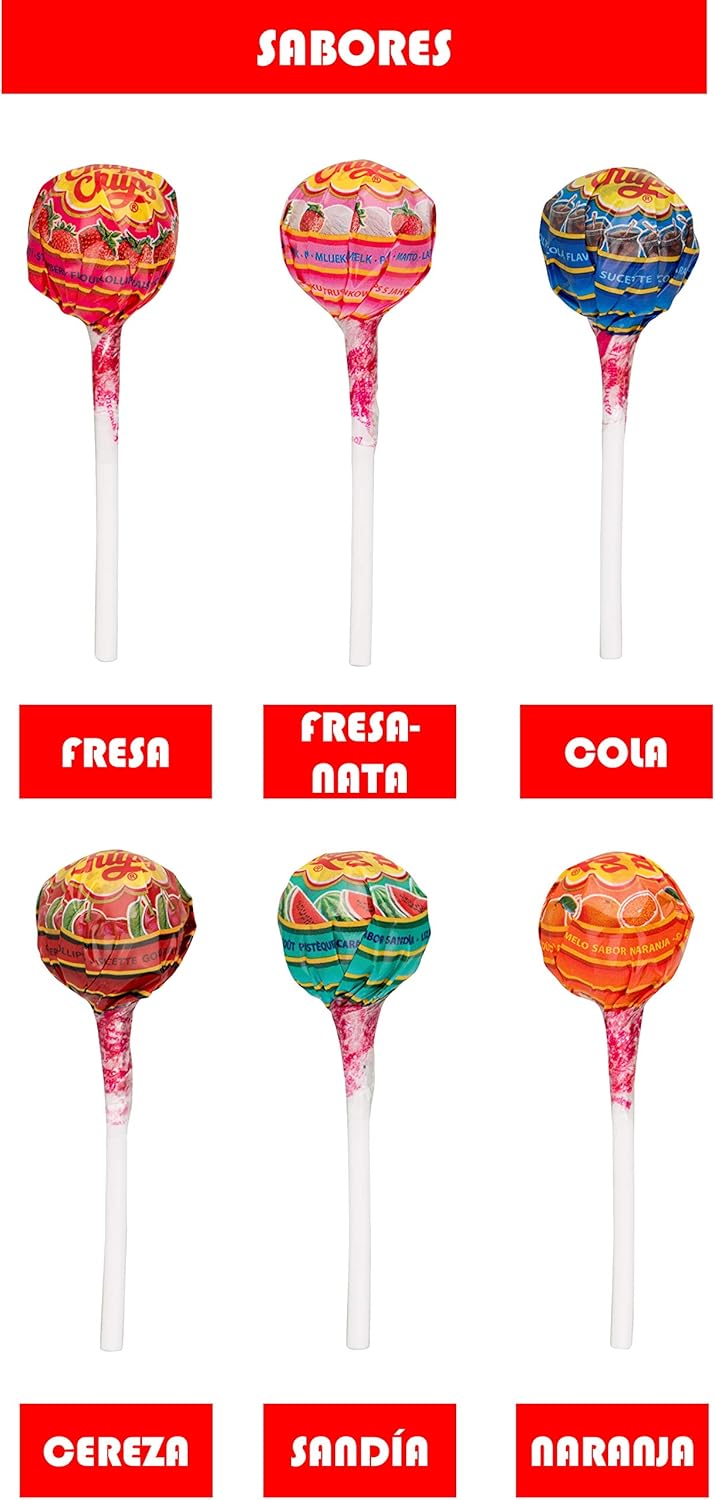 Chupa Chups Original, Caramelo con Palo de Sabores Variados, Rueda de 120 unidades de 12 gr. (Total 1.440 gr.)