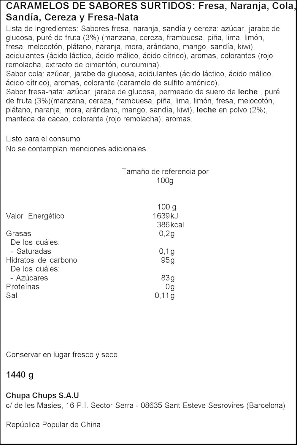 Chupa Chups Original, Caramelo con Palo de Sabores Variados, Rueda de 120 unidades de 12 gr. (Total 1.440 gr.)