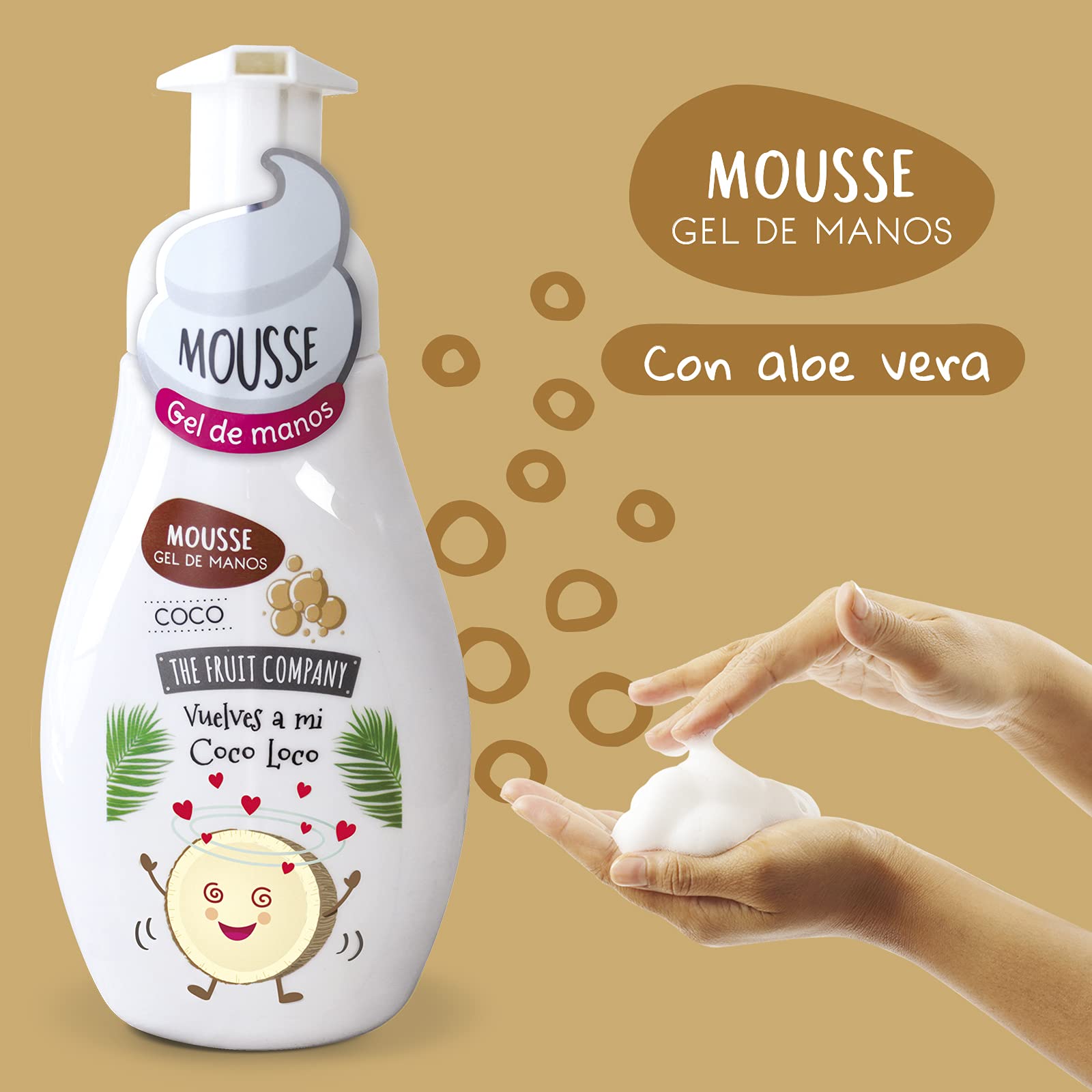 The Fruit Company  - Jabón de Manos Espuma Mousse, Coco, 250 ml, 4 ud.