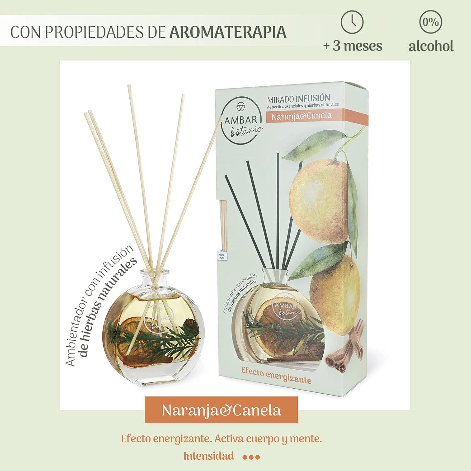 Ambar Botanic Ambientador Mikado Infusión Naranja Canela Pack 2 uds. x 75 ml