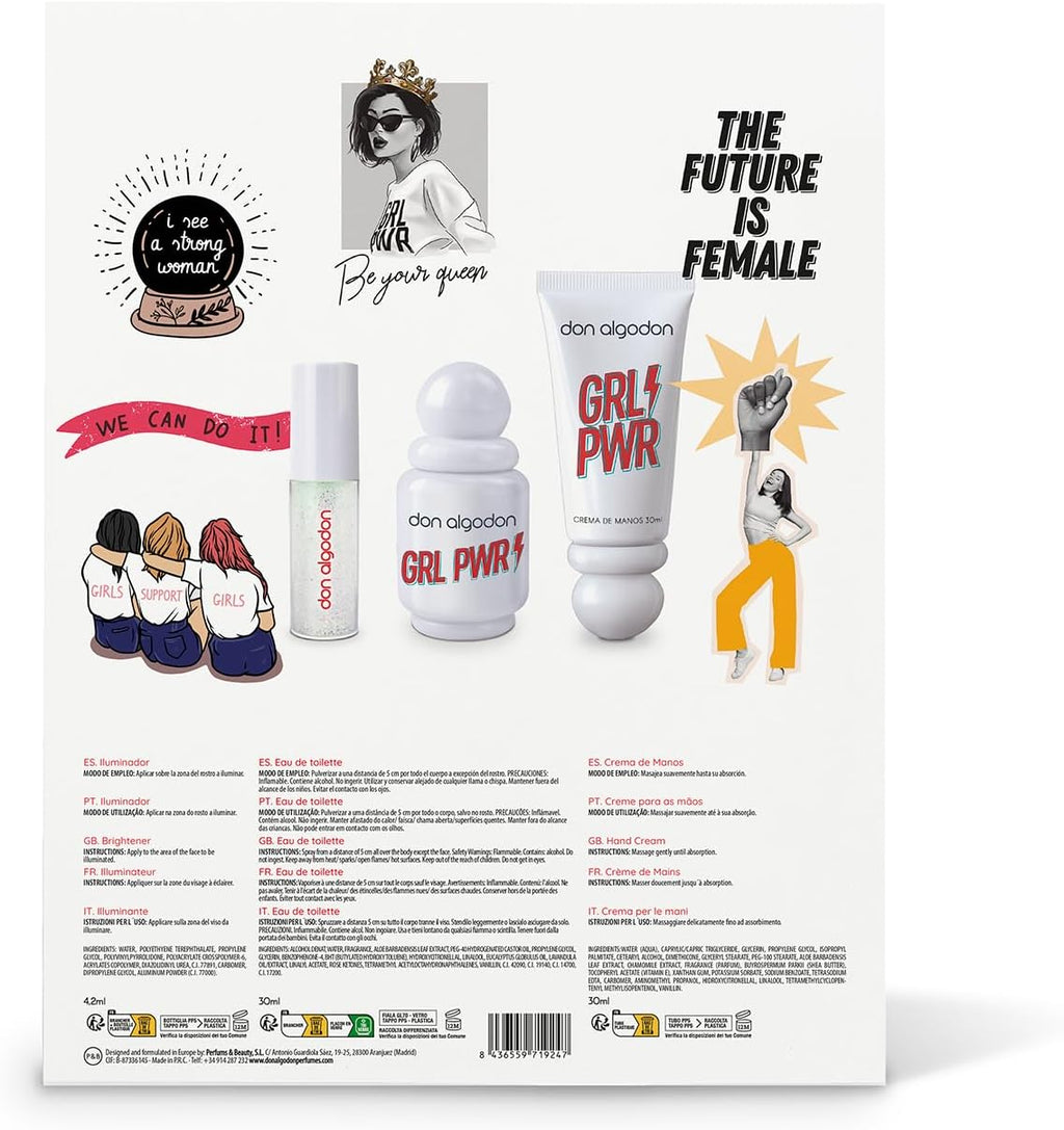 Set estuche Regalo Don Algodón Girl Power – Fragancia femenina y productos de belleza, edición limitada, ideal para cumpleaños y ocasiones especiales
