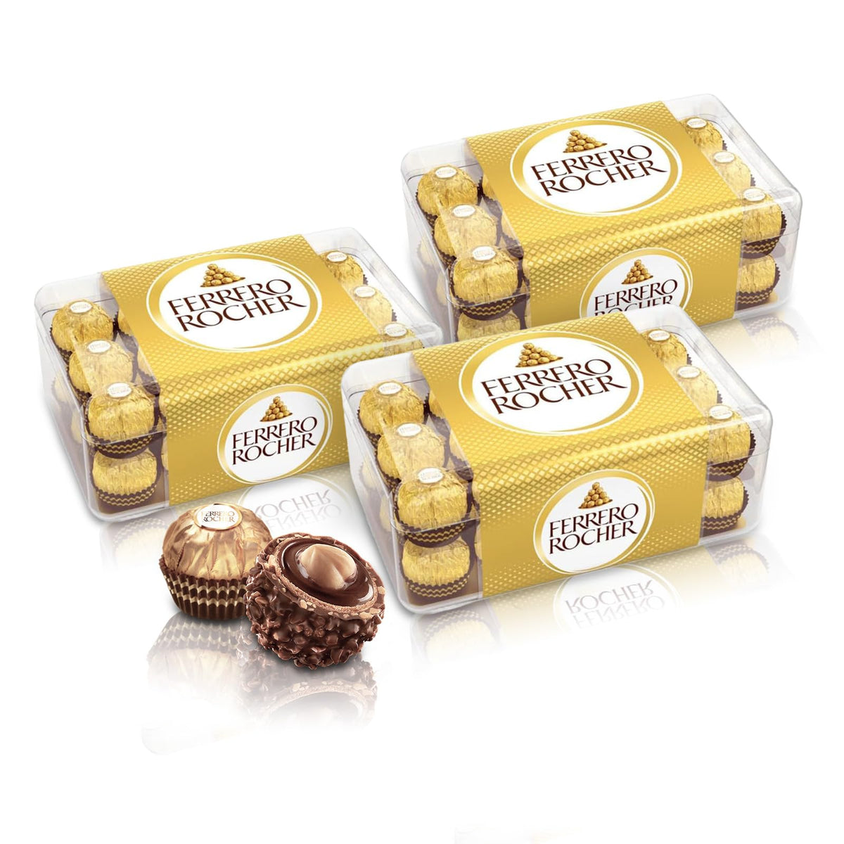 Ferrero Rocher T30 – Pack de 3 Cajas (90 Bombones), 3 × 375 g