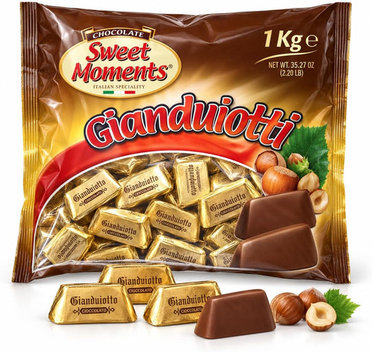 Bombones Gianduiotti Nocciola – Chocolates de Avellana Envuelto Individualmente, Bolsa de 1 kg | Gianduiotti para Compartir, Regalar y Celebraciones