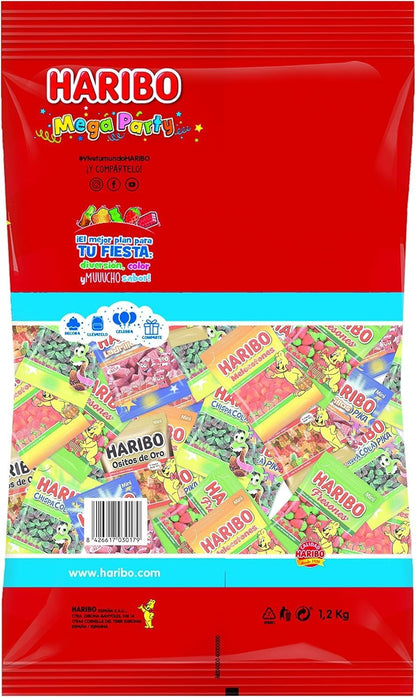 Haribo Mega Party Maxipack 30 Minibolsas | Surtido de Gominolas Haribo Individuales para Cumpleaños, Fiestas, Piñatas y Candy Bar