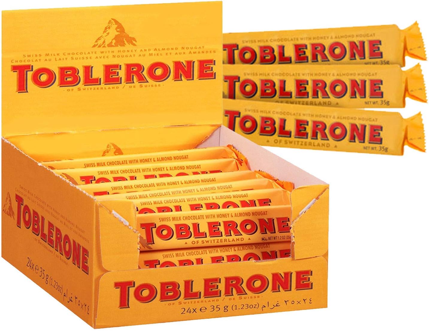 TOBLERONE 24 barras de chocolate con leche suizo , 24 x 35 g